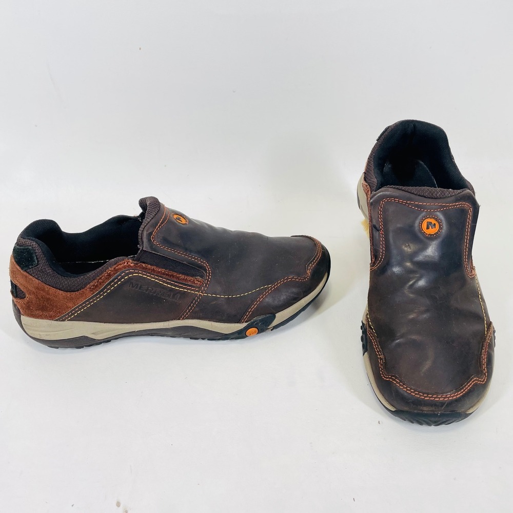 Merrell Mens Jungle Moc Espresso Brown Leather Slip On Hiking Shoes J68903 9.5